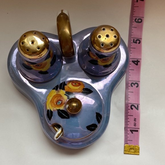 Vintage Lustreware Japanese 5 piece Condiment Set - Picture 2 of 13